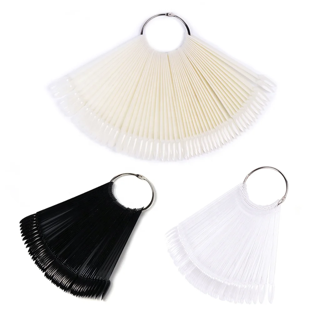 

1 Set False Nail Art Tips Color Full Card Round Nature Clear Artificial Nail For Gel Polish Manicure Fan Practice Display Tool