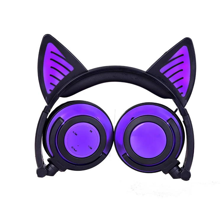 Hot sales patented product super bass stereo led lights cute cat ear headphone for kids