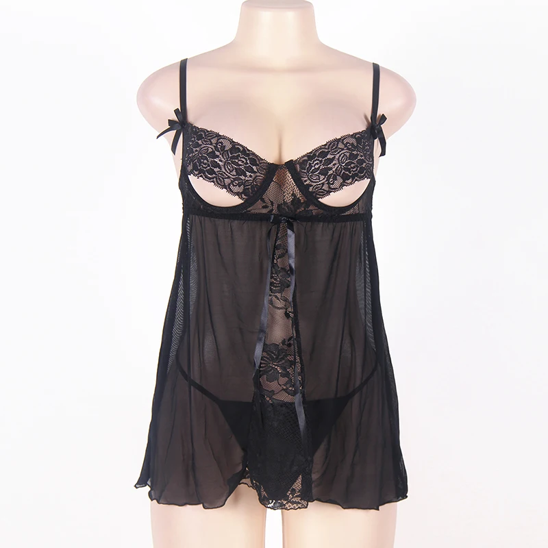 

Four Size Factory Price Black Lace Plus Size Lady Lingerie Sexy Babydoll, Black lingerie sexy babydoll