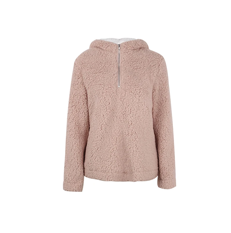 

Wholesale Women Long Sleeve Stand Collar Sherpa Sweatshirts, As picture