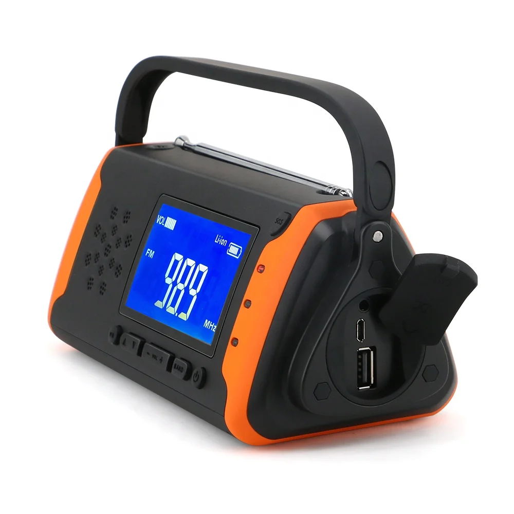 
am fm radio digital rechargeable dynamo radio with mobile charger and flashlight 