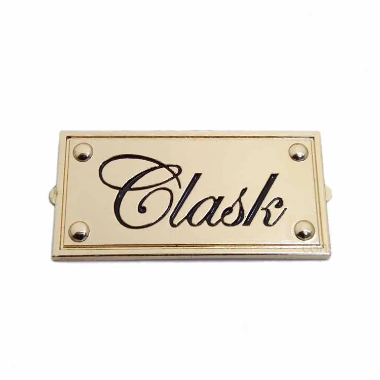 

Bag accessories brand name engraved custom metal logo plate for handbags, Gold or custom