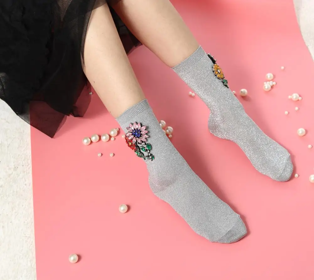 

Bling Bling Rhinestone Socks Crew Ankle Socks for Women, Multi or customized colors