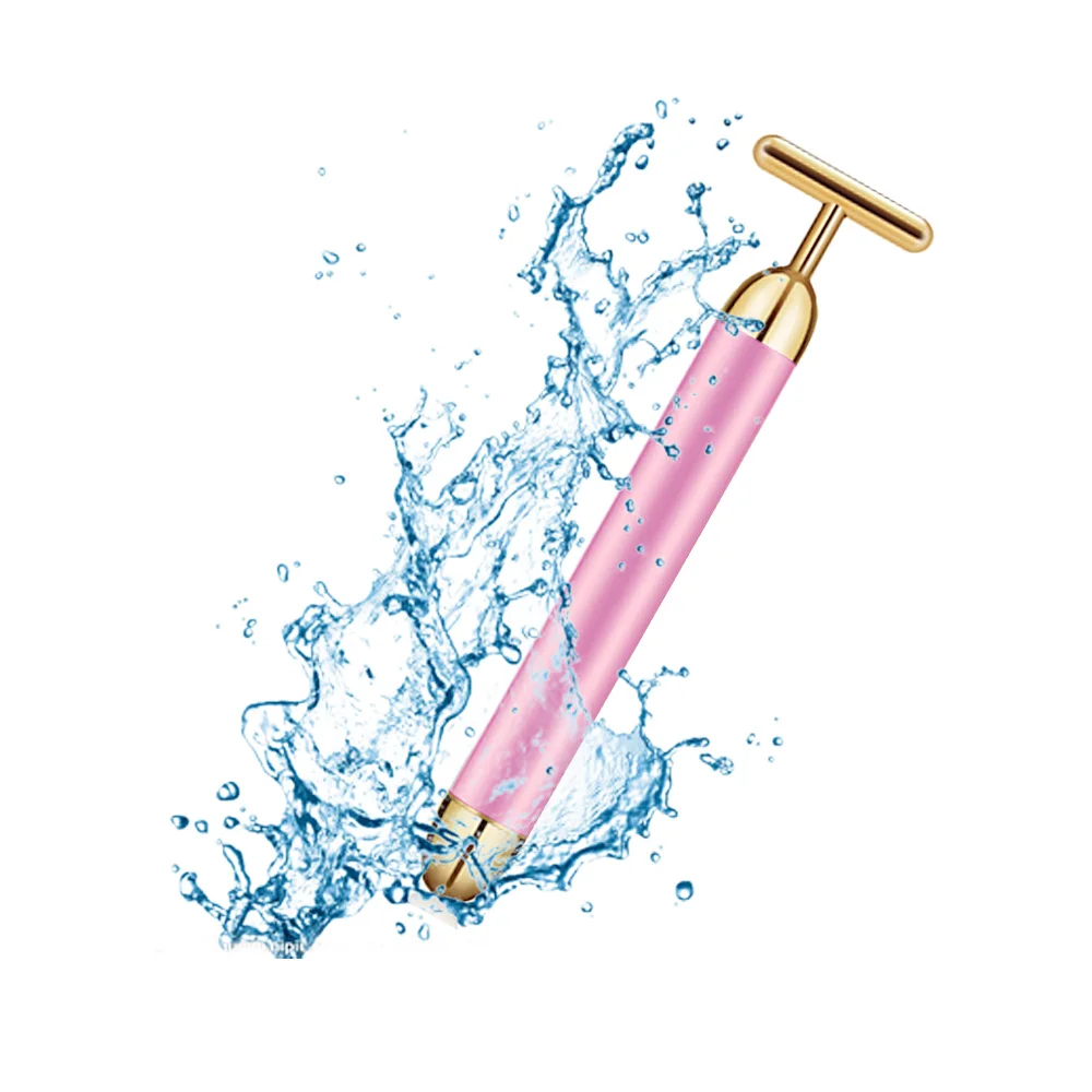 

FDA 2019 trending beauty products T shape gold plated energy beauty bar face massager