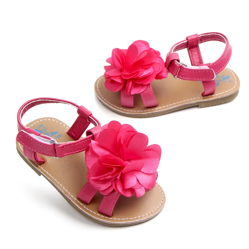 

New arrival rubber hard sole fashion flower baby sandals for girls, Plum/white
