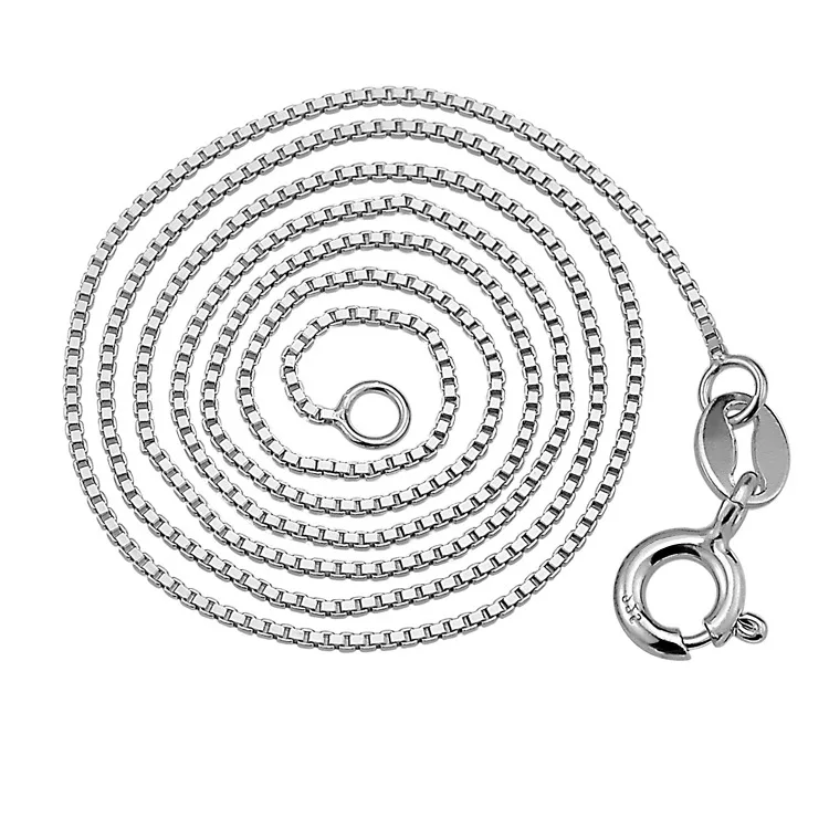 

Cheap Adjustable Length 925 Sterling Silver Box Chain Necklace, 925 sterling silver box chain with rhodium plated