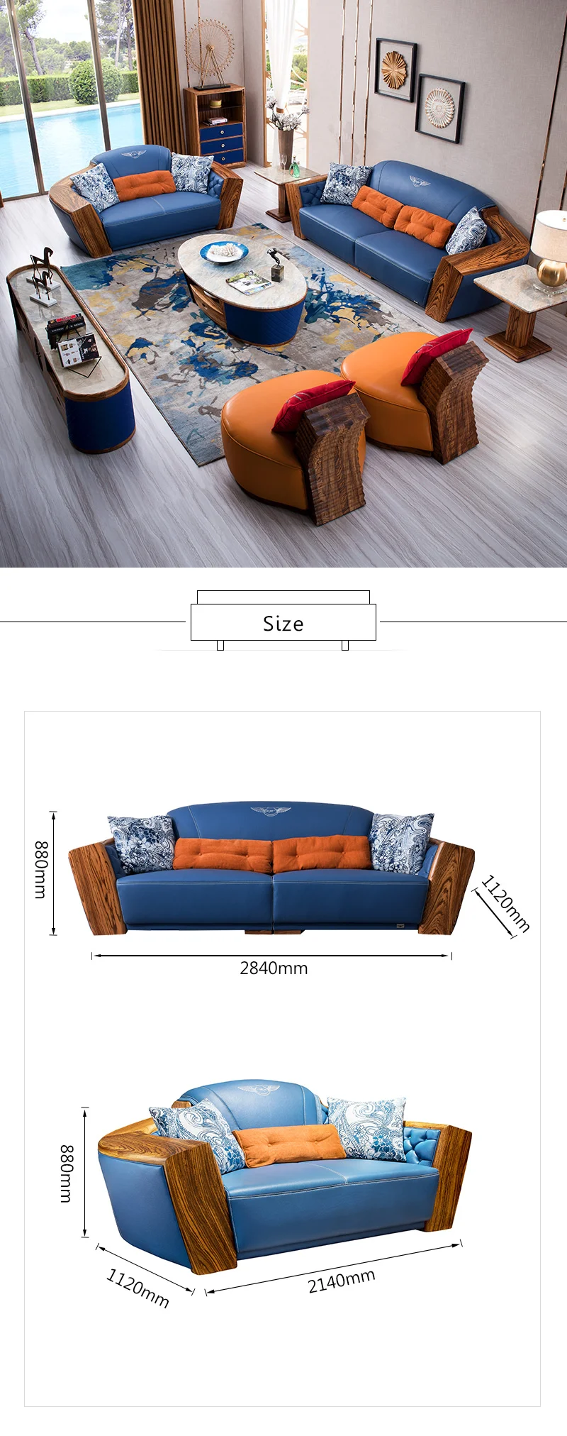 Hot Sale Blue Couch Leather Home Sofa Wood Arms New Design Modern Leather Sofa Sets For Furniture Living Room Sofas Buy Living Room Sofas Sofa Living Room Living Room Furniture Sofa Product On