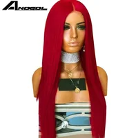 

Anogol New Arrival Red Synthetic Lace Front Wig For White Women