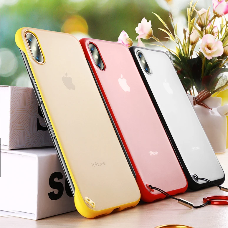 

With Metal Ring custom logo transparent frosted phone case for Iphone 6 6s frameless mobile phone shell for apple models, Yellow/black/blue/red