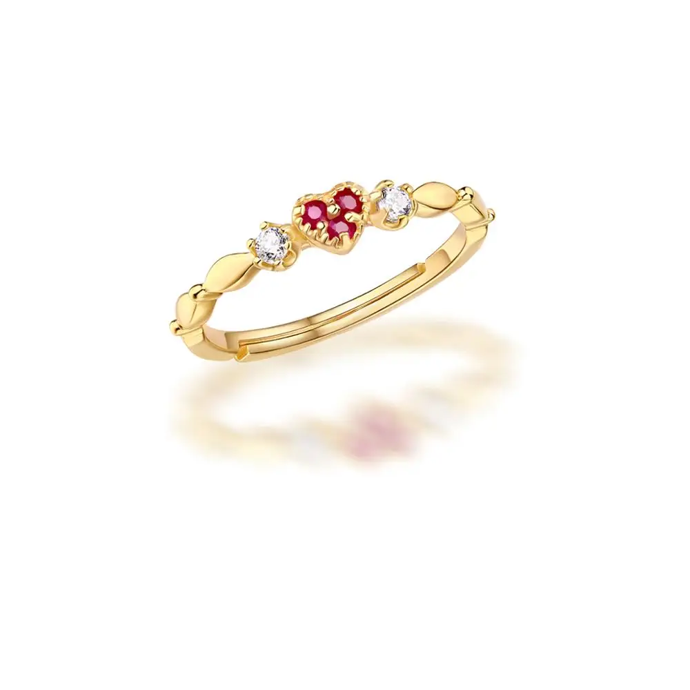 

Popular Design Gold Finger Ring Ruby Heart Shaped Promise Rings, Picture