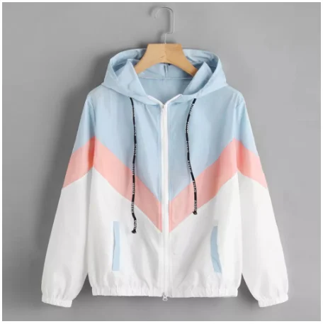 

Women Windbreaker Jacket Female Multicolor Patchwork Hooded Jacket Basic Jackets Color Block Coats For Women, Various color