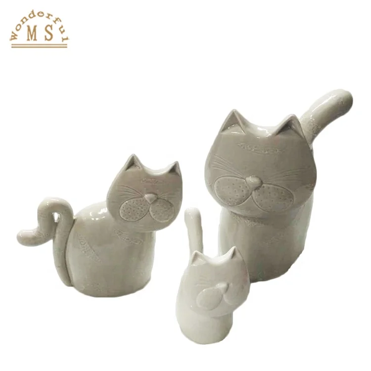 Home Decoration Ceramic Anima Statue Cats Design Mother Day Gift Home Hotel Desktop Decor Animal Mold Made from Ceramic material