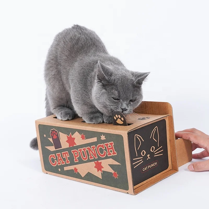 

New arrive patent interactive teaser cat corrugated paper punch toy 2018, As photos