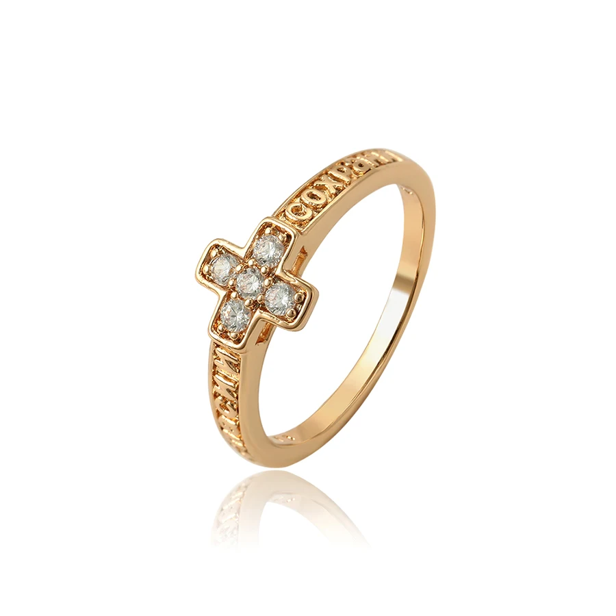 

15734 xuping women cross 2018 precious stones Elegant 18K gold plated ring, 18k gold color