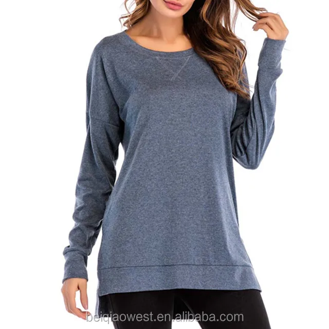 Wholesale Hot Sale Woman Long Sleeve Short In Front And Long In Back T ...