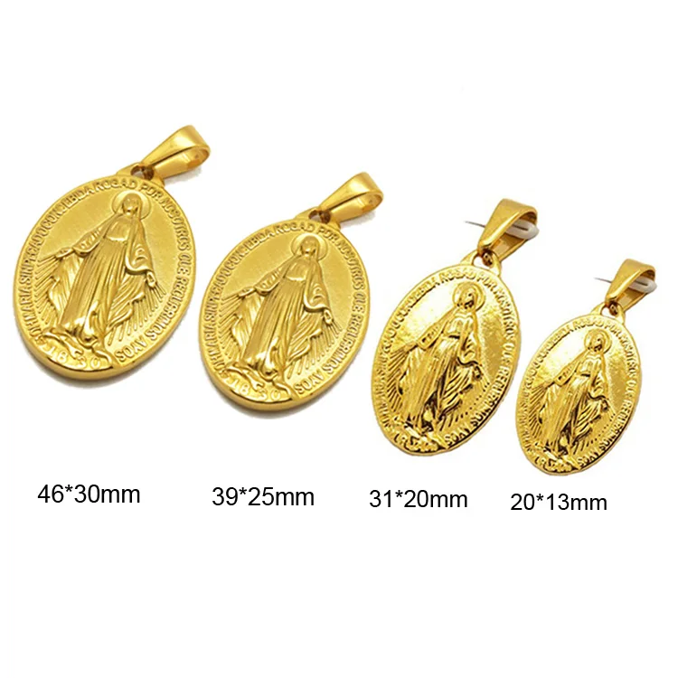 

accessories catholicism guadalupe virgin mary stainless steel 18k gold jewelry religious men gold pendant