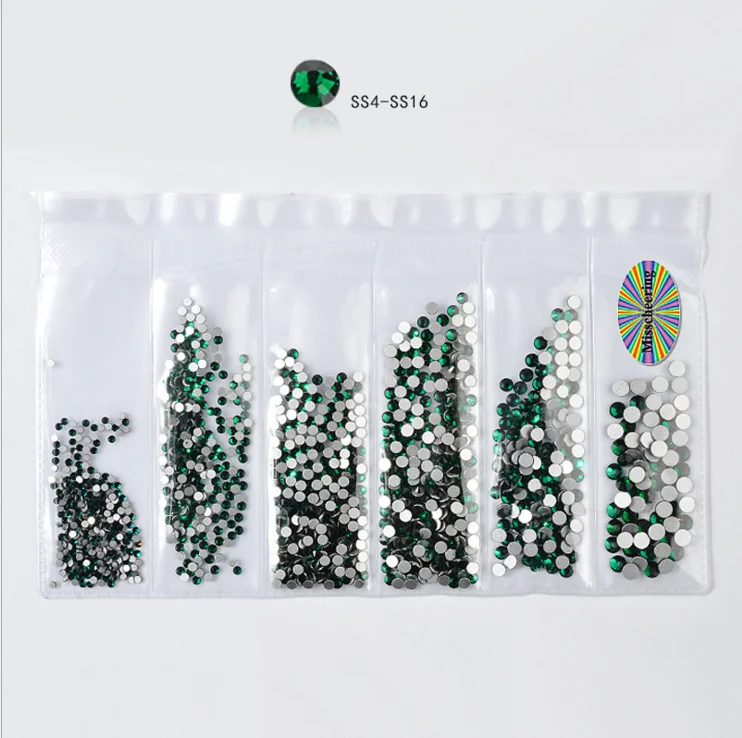 

Best selle Shiny Mixed Sizes Multicolor 6-compartment Glass Nail Rhinestones