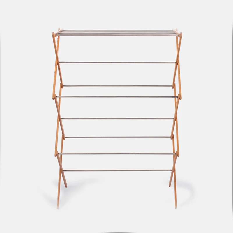 new shelves foldable indoor expanding balcony wooden bamboo clothes drying shelf rack
