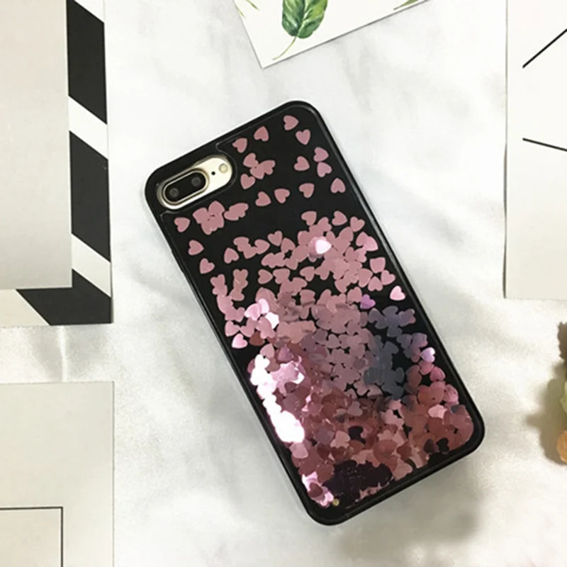 

Shining Phone Case For iPhone 9 XS max plus Flowing Liquid Love Sequins Cover Bling Glitter Quicksand Back Capa Fundas