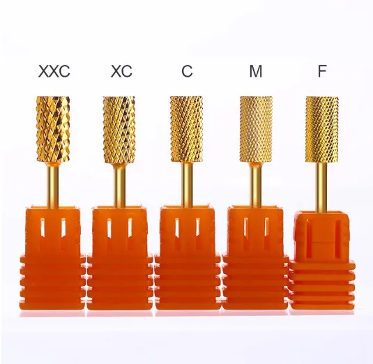 

New arrival tungsten carbide gold nail drill bits for nail drill machine with 12 sizes, Golden