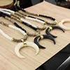 NE2361 Ox bone Upside Down Moon, Crescent Moon Necklace