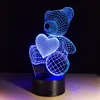 Home Decoration Best Gift Night Light Teddy Bear Touch Control 7 Colors Change USB LED 3D Illusion Lamp