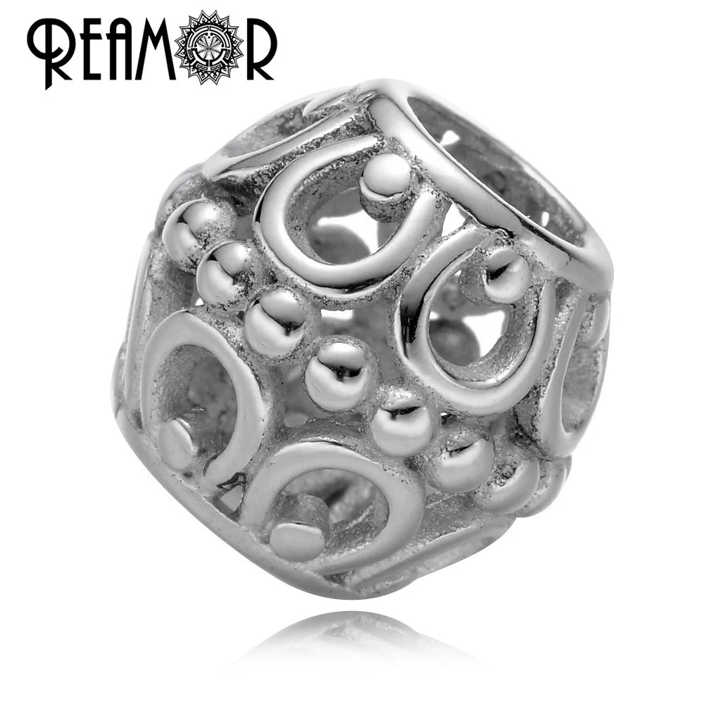 

REAMOR Wholesale 316l Stainless Steel Horseshoe European Charm Beads For Women Pan Style Lucky Bracelet Jewelry Making