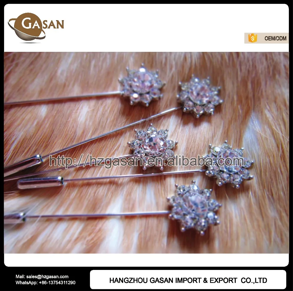 

Wholesale Crystal Flower Muslim Hijab Scarf Long Stick Pins, White