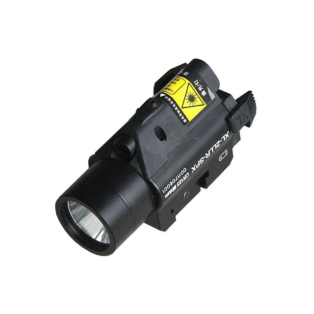 

Long gun or pistol mounted LED weapon light and red laser sight