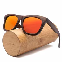 

eco friendly painted black bamboo frame orange polarized lens sunglasses with engraved logo