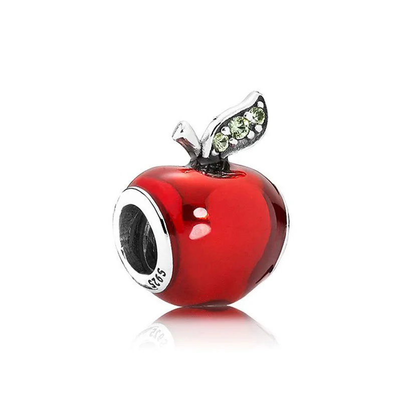 

Kailefu 925 Sterling Silver Bead Charm Red Enamel Snow White's Apple Beads DIY Jewelry 791572