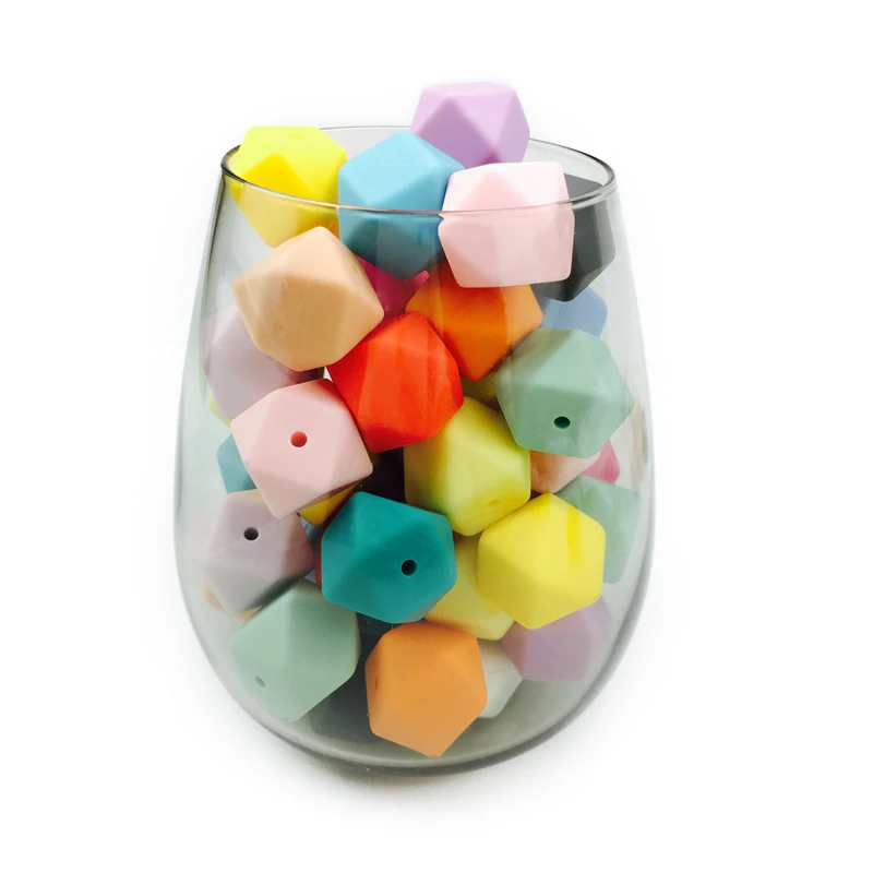 

Wholesale  Baby Jewelry Making Silicone Hexagon Necklace Beads, Multi color