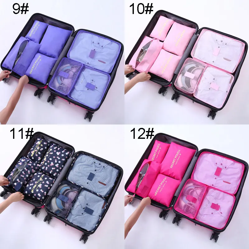 7pcs/set Travel Clothes Storage Bag Clothing Organizer Bags Set For