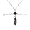 New Best Selling Black Lava Stone Oil Diffuser Feather Pendant Necklace Jewelry For Women