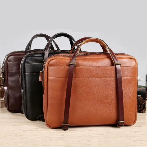 High Quality Vintage Leather Man Bag Business Computer Briefcase Bag