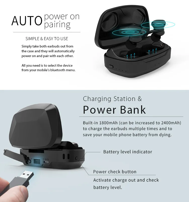 SHABA LE-702 wireless earphone tws earbuds with charging case 5 EQ presetsearphone headset - ANKUX.COM