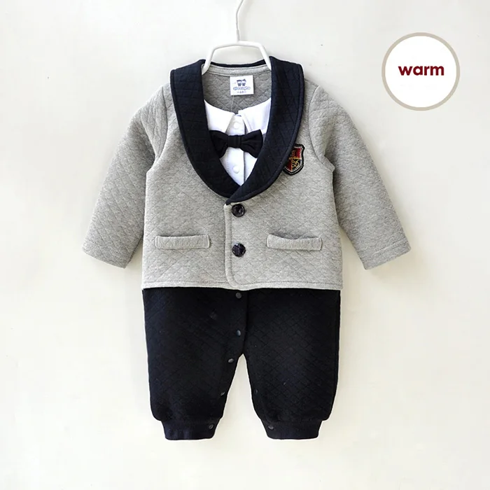 

wholesale Autumn and Winter infant toddler long sleeve gentleman Newborn baby boy romper clothing