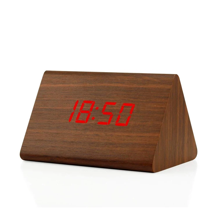 

Hot Sale Sound Control Digital LED Wooden Table Sun Alarm Clock