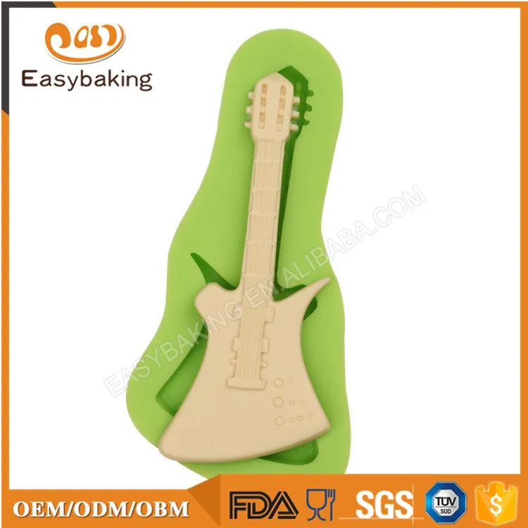 ES-6304 Fashionable guitar shape fondant cake decoration silicone mold