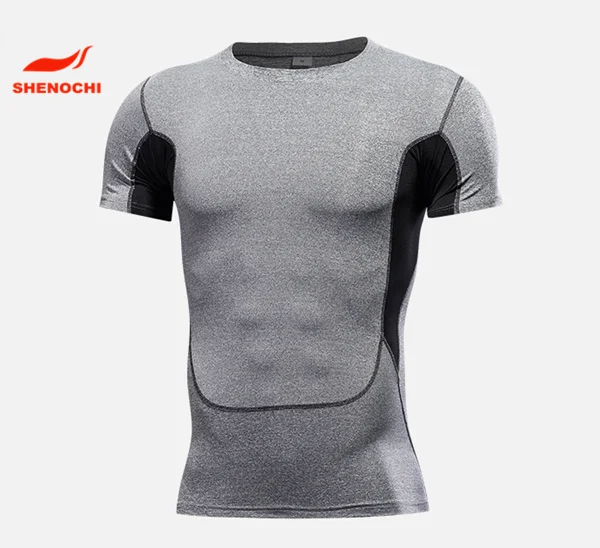 High quality lycra gym shirt men wholesale compression shirts