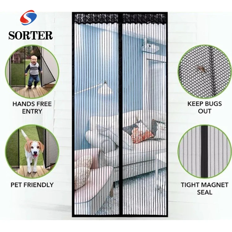 Automatic Curtain Sliding Door Insect Fly Screen Curtain Mesh Bug ...