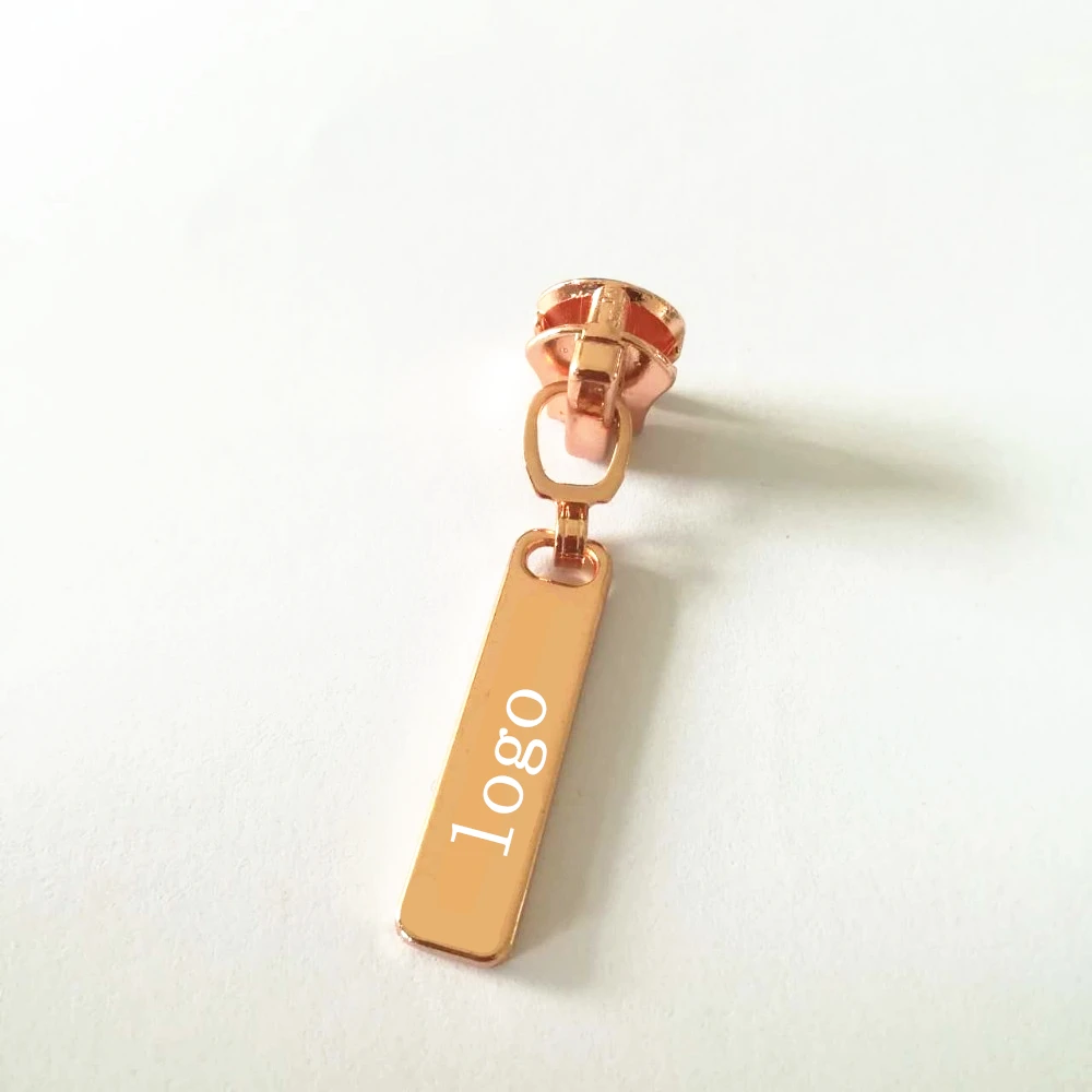 No5 Rose Gold Metal Zipper Pulls Slider Custom Logo