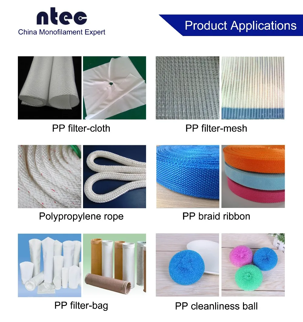 Ntec 625dtex Black 100 Polypropylene Yarn Flat Pp Monofilament Thread