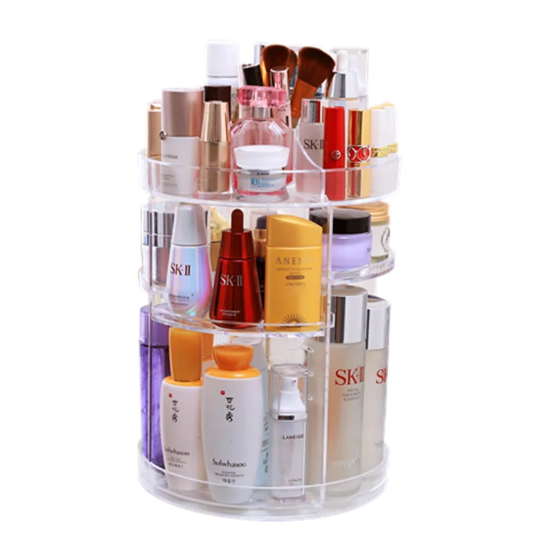 360degree Rotating Adjustable Shelves Acrylic Makeup Cosmetic
