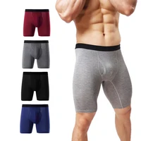 

Custom pure cotton sport plain long leg Underwear Soft Cotton Men's Boxers briefs long