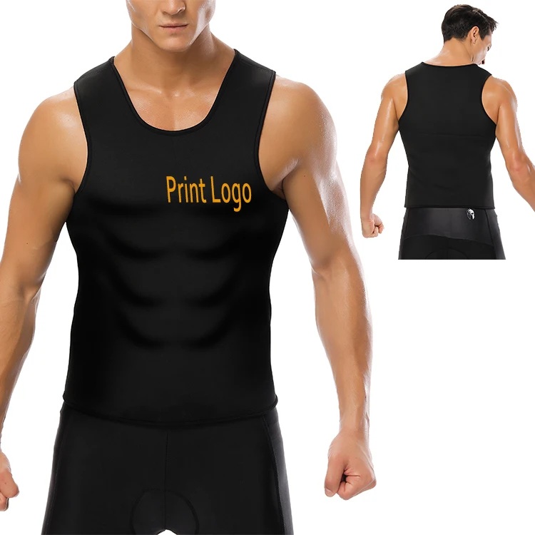 

Customize Logo Sweat Suit Body Shaper Slimming Shirt Weight Loss Neoprene Waist Trainer Sauna Vest Men Sweat, Men sweat have black color;other color can customize