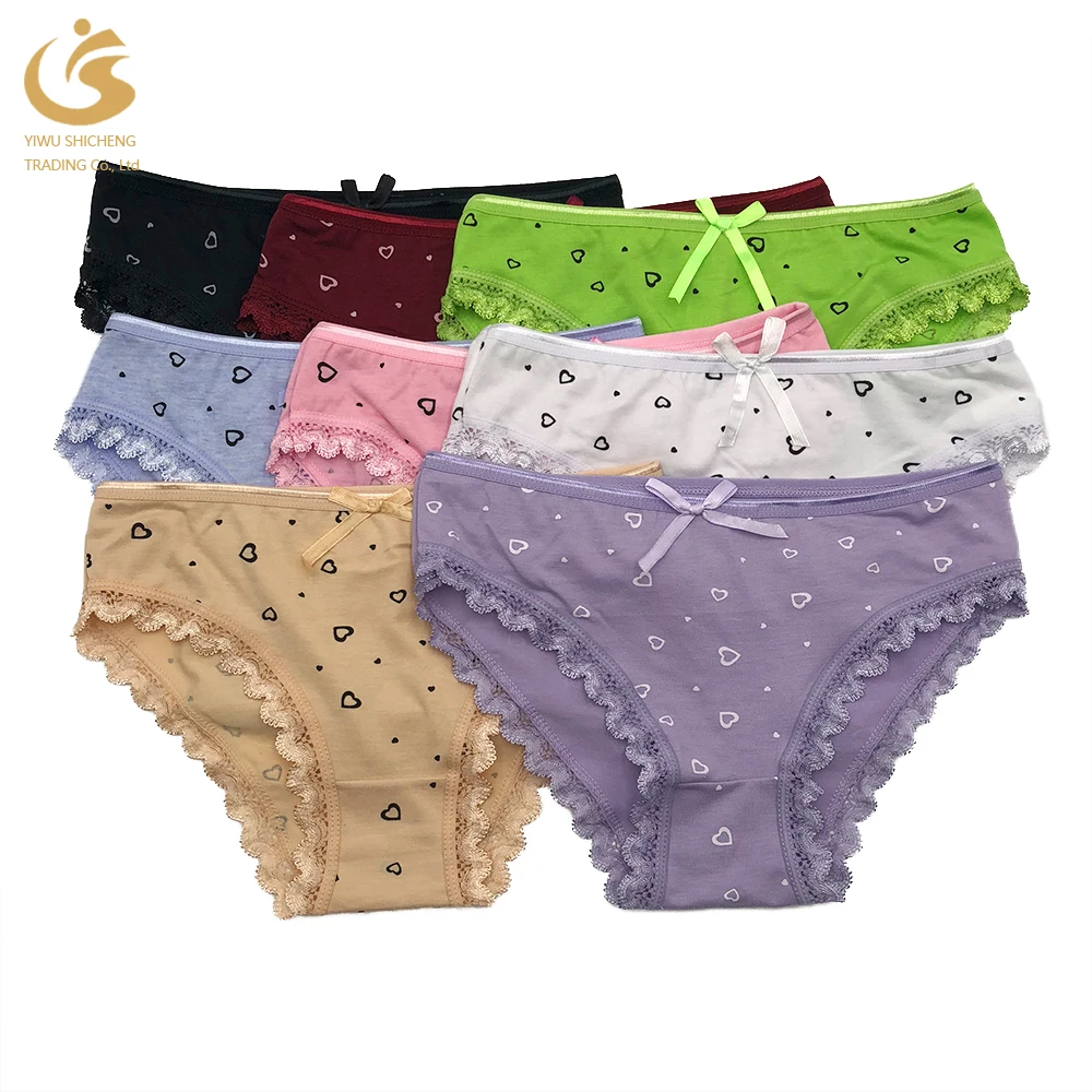 

Young Girl Sexy Panty Lace Teen Women Underwear Comfortable Breathable Bow Lace Women Thong G-String Cotton Lace Underwear, 8 colors