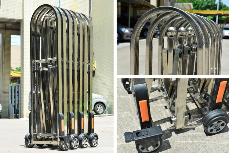 expandable road barricade with brake wheel