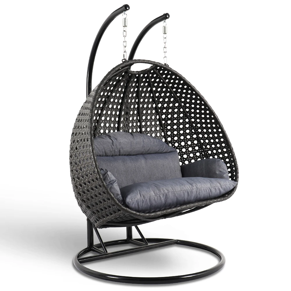 
Patio Rattan Garden Wicker Outdoor Furniture Double Seater Outdoor Hammock Egg Hanging Swing Chair 