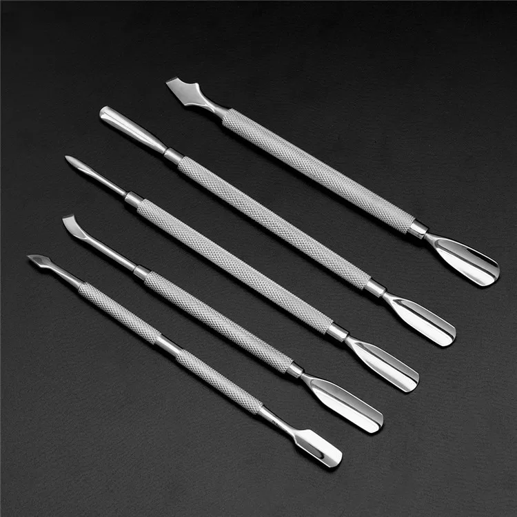 

Double Ended Stainless Nail Cuticle Pusher Metal Cuticle Remover Nail Pusher with Customized Logo, Silver